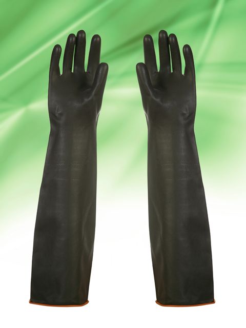 FABA Asit Eldiveni Siyah Kavuçuk 60cm ( Uzun Düz )