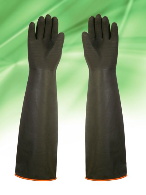 FABA Asit Eldiveni Siyah Kavuçuk 60cm ( Uzun Pütürlü )